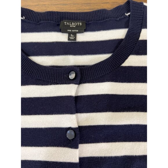 Talbots navy and white striped sweater size SP, small petite, Pima cotton blend - Picture 2 of 4